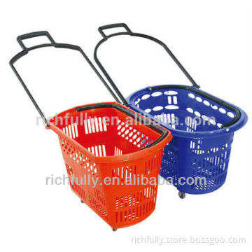 32L mini shopping baskets, Plastic trolley baskets with wheels